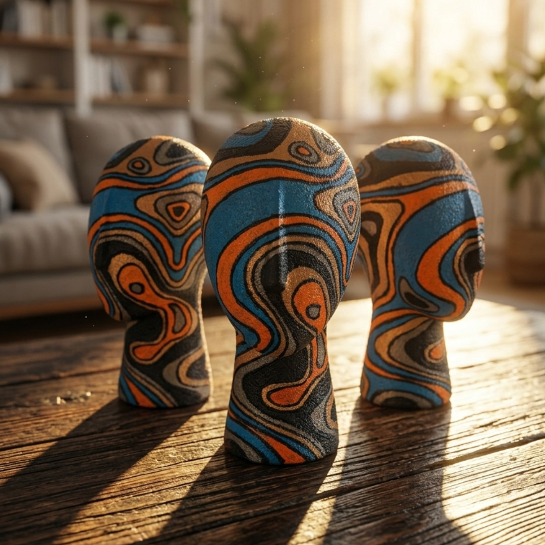 Abstract Patterned Head Sculpture | Modern Art Ornament