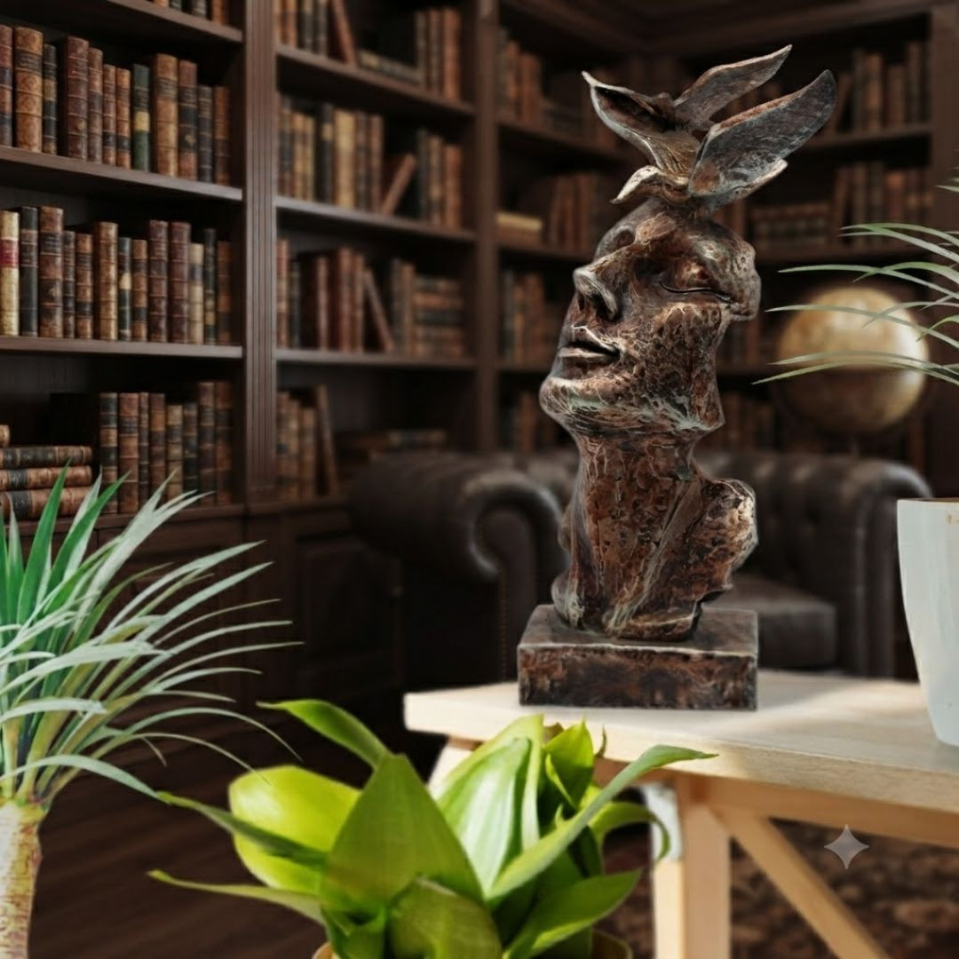Face of Peace Sculpture | Modern Bronze Art Ornament