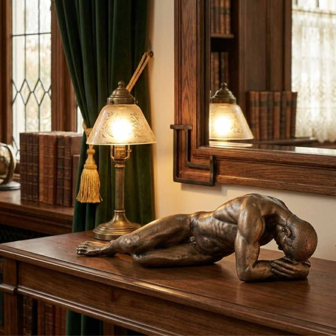 Bronze Reclining Male Figure Sculpture | Modern Art